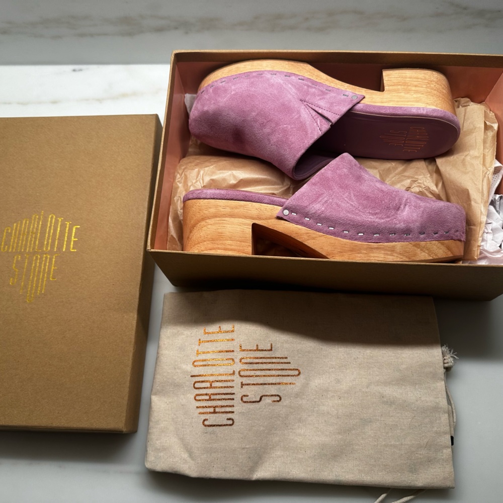 Charlotte Stone Lilac Clogs (Size 8). Worn twice. In excellent condition.